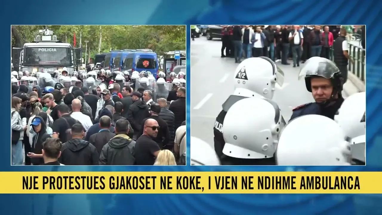 Tensione në protestë, qytetarët përplasen me policinë — Tiranë, 8 tetor 2026